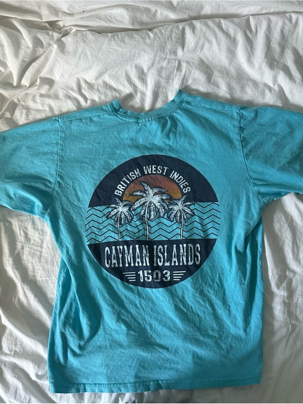 Men’s vintage turquoise graphic tee